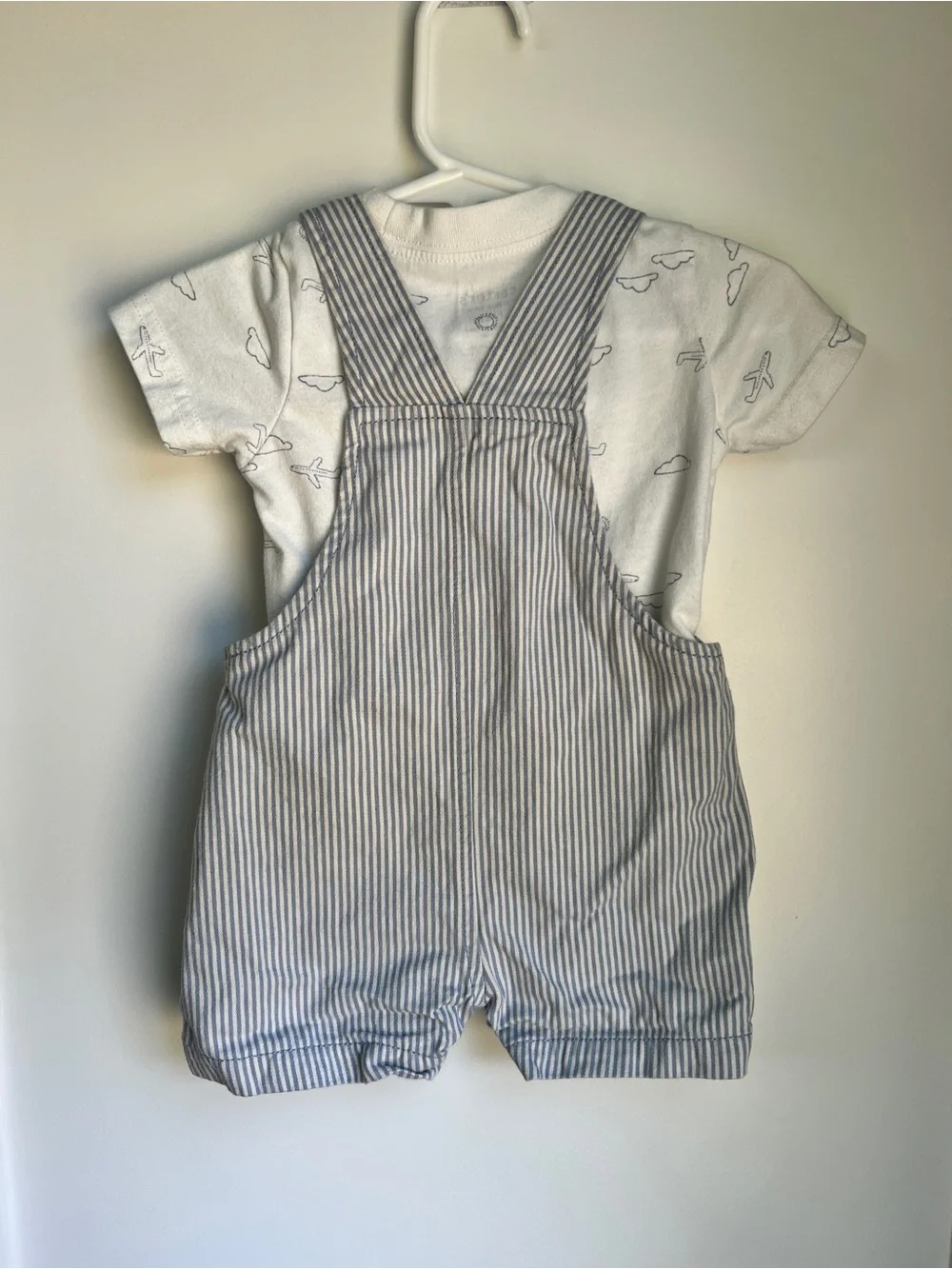 Carter’s 6-9M Airplane Tee & Blue Stripe Shortall Outfit Set